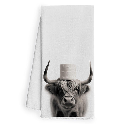 WFSM cow bathroom towel in plush chenille, ultra-soft and absorbent for hands