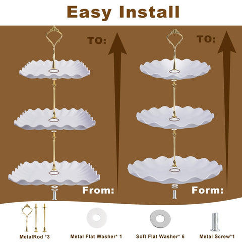 Wgbon easy-assembly cupcake stand components for fast setup