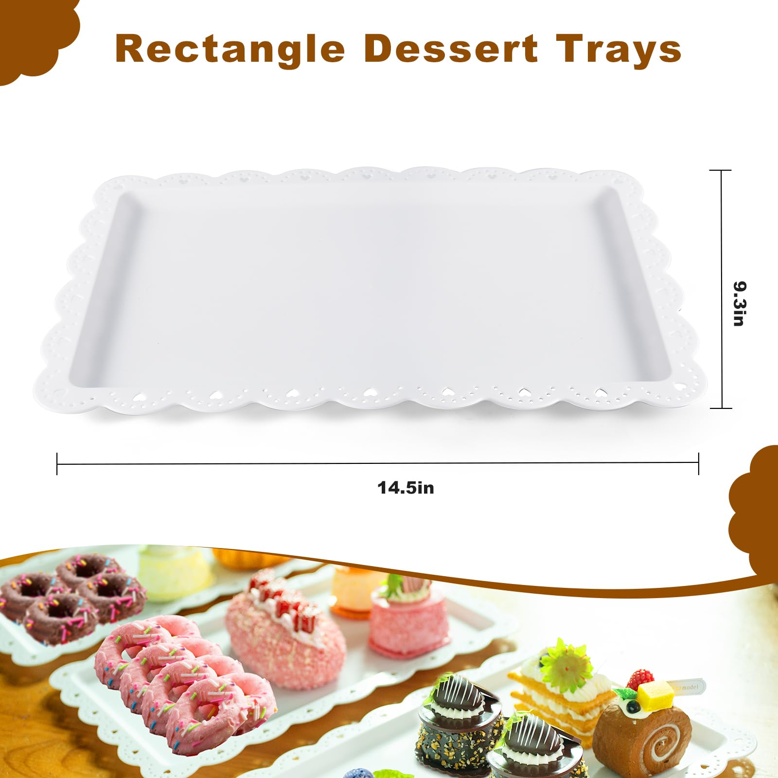 Wgbon white serving tray rectangle for buffet presentation