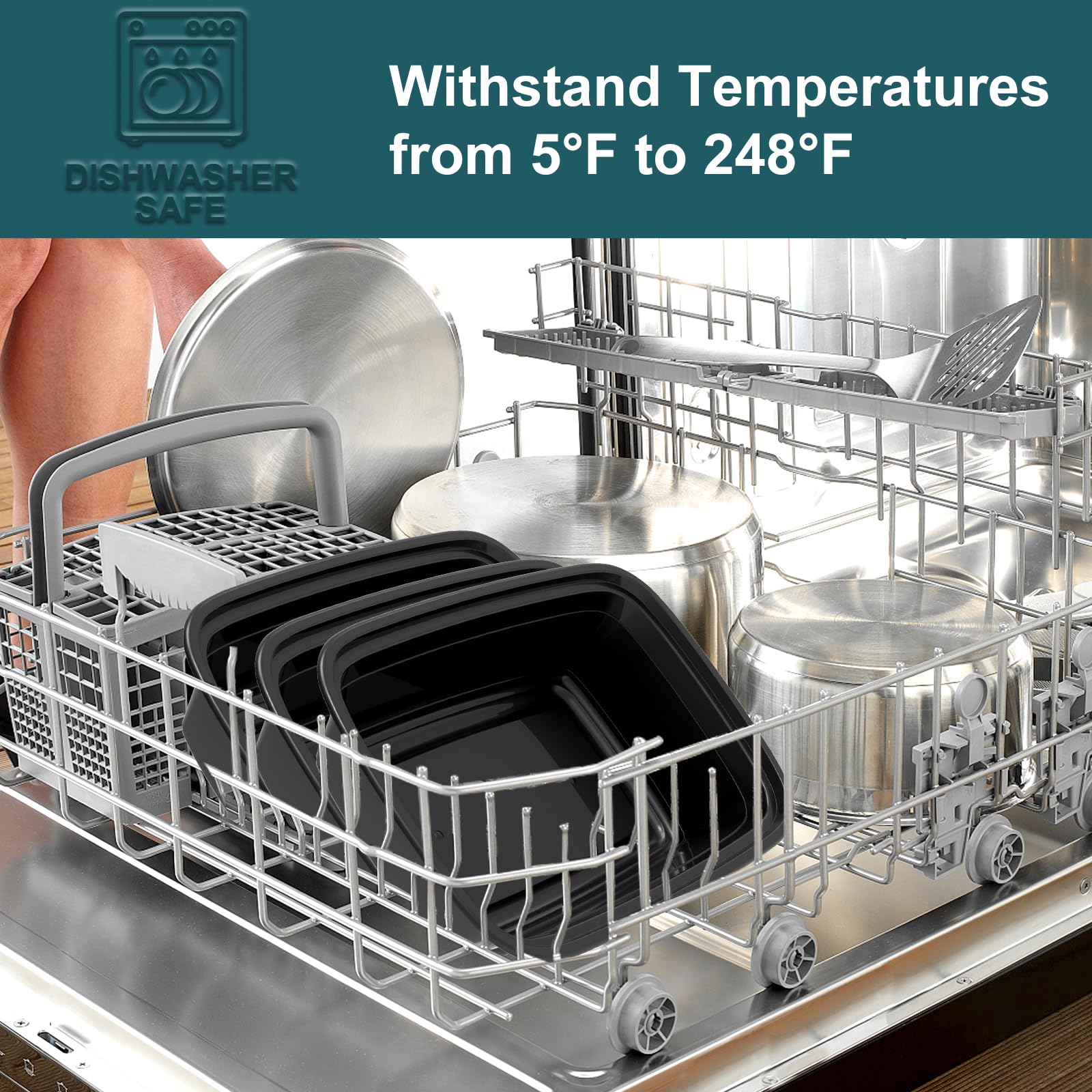 WGCC reusable or recyclable containers, top-rack dishwasher safe.