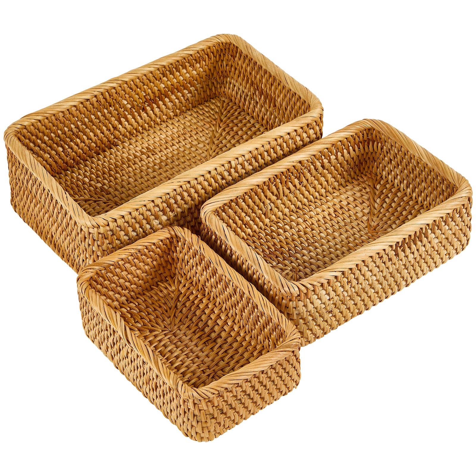 Whalehub rectangular rattan baskets outer view showing versatile living room storage