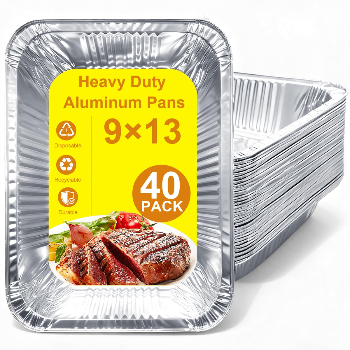 Whaleme 9x13 aluminum pan top view, ideal for baking and serving