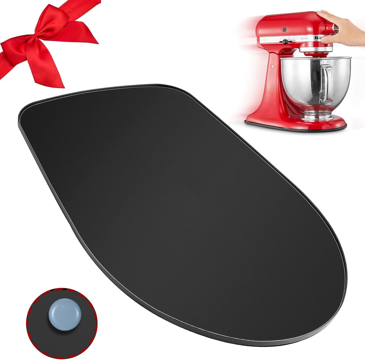 Whaleme sliding mat in use, smooth glide for easy KitchenAid access.