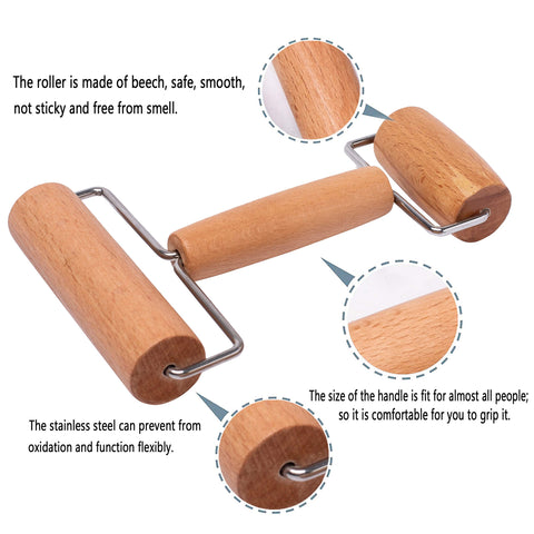Whaline beech wood rollers with natural finish, durable and odor-free.