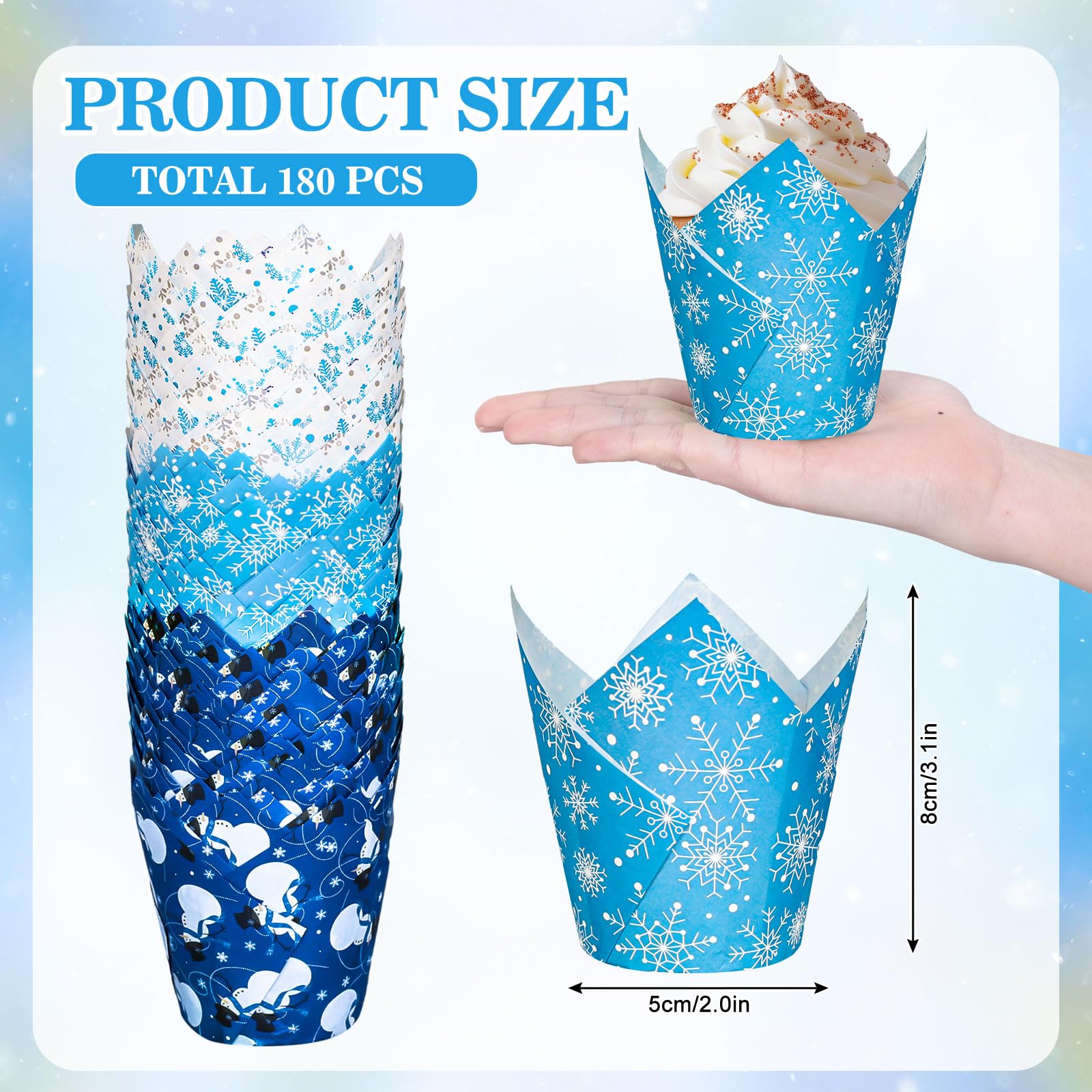 Whaline blue-white snowman pattern liners for holiday treats