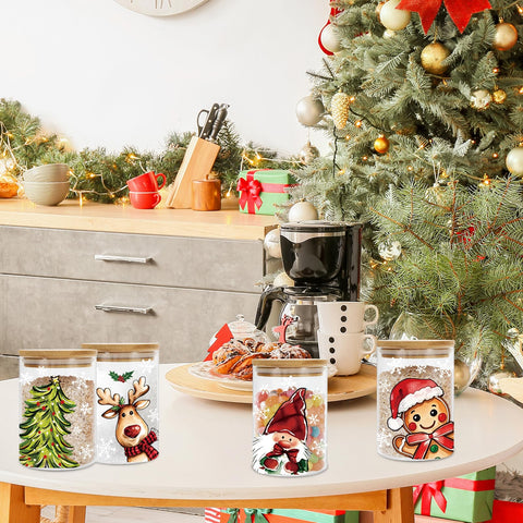 Whaline Christmas decorative glass jar set enhances countertop display.