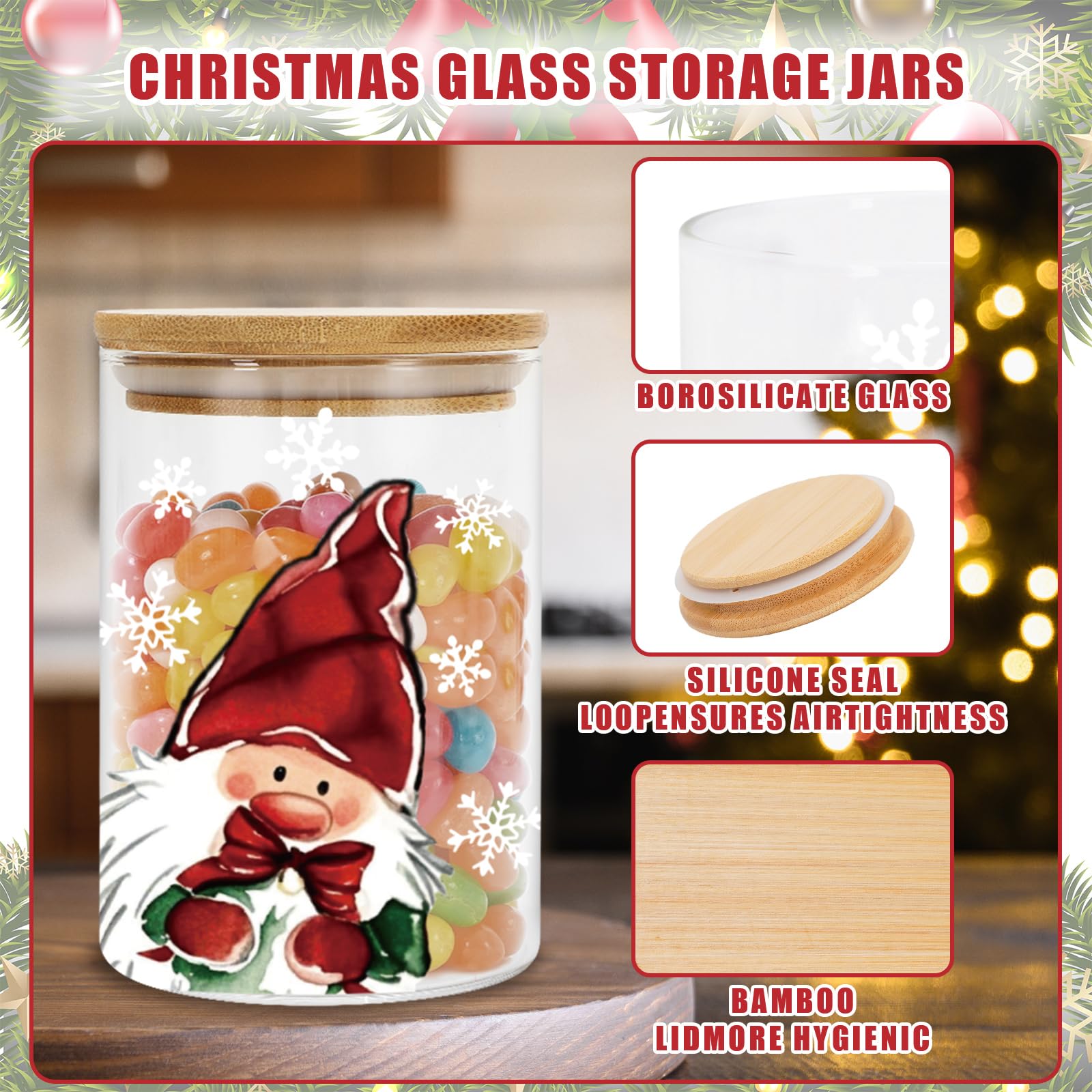 Whaline reindeer design glass jar adds festive decor while storing nuts.