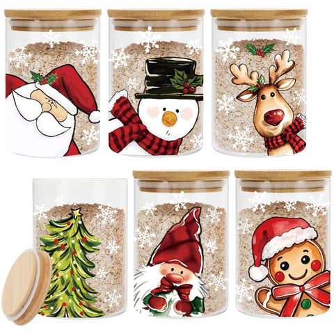 Whaline Santa-themed glass storage jar for coffee on the kitchen counter, festive and practical.