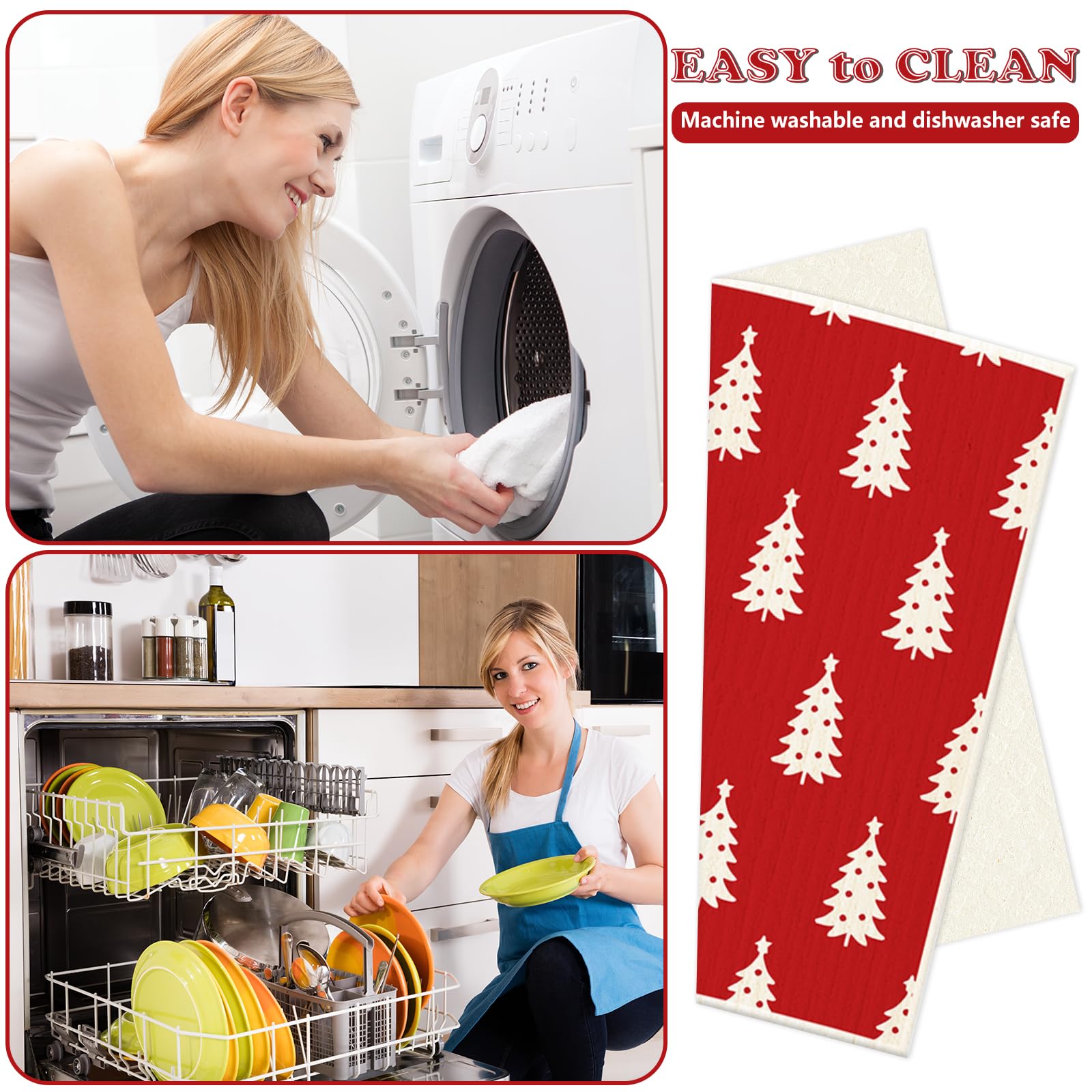 Whaline gift-pattern dishcloth adds charm while cleaning dishes