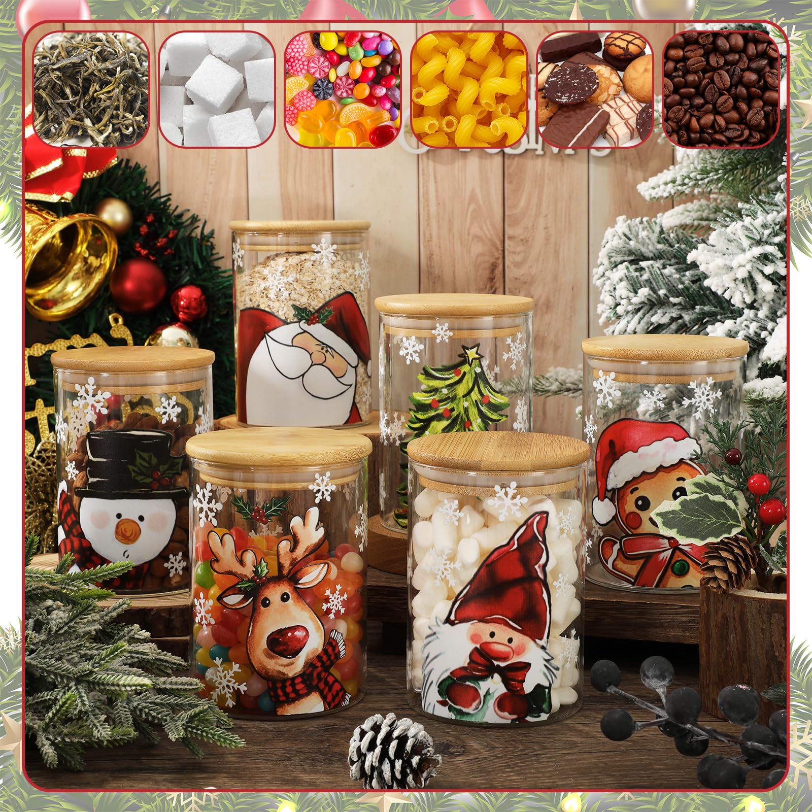 Whaline clear glass jar for kitchen organization with visible contents.