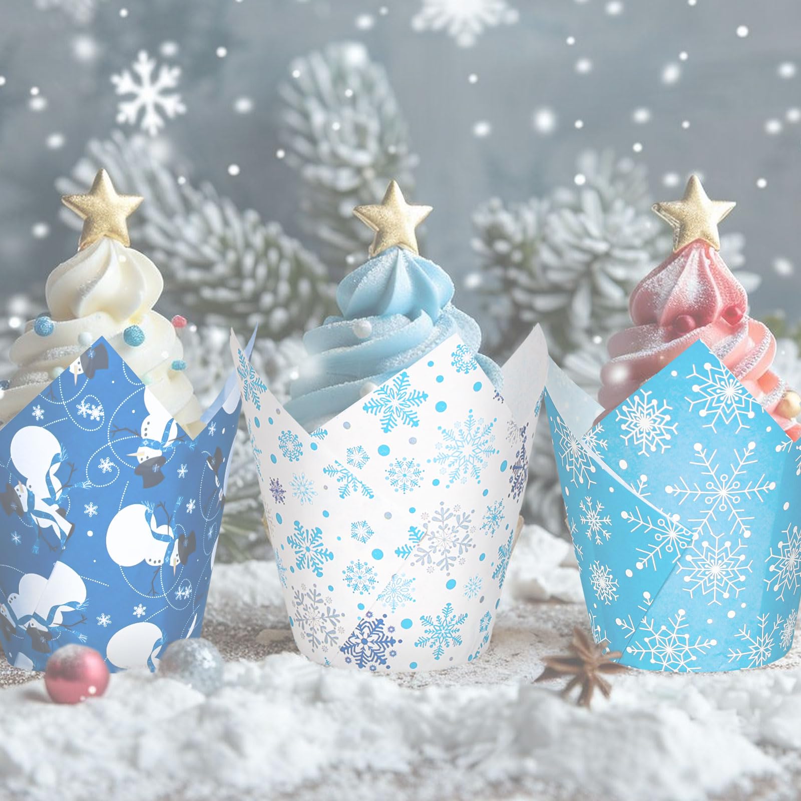 Whaline blue and white liners add color to holiday snacks
