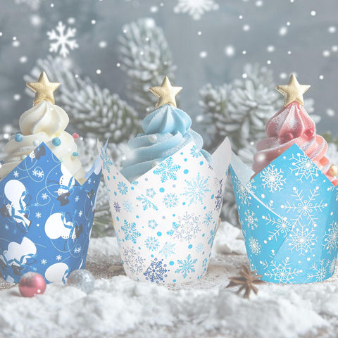 Whaline blue and white liners add color to holiday snacks