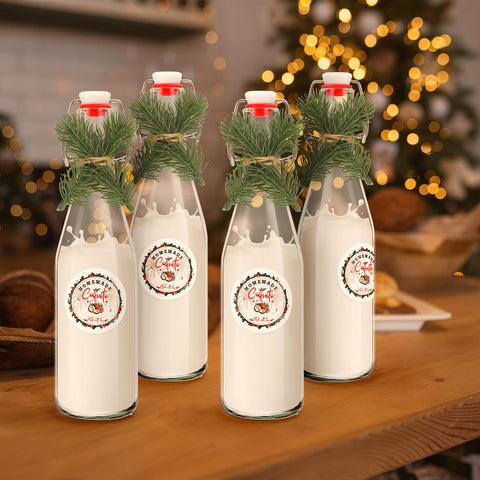 Whaline 16oz glass bottle with pine accents ideal for holiday beverages