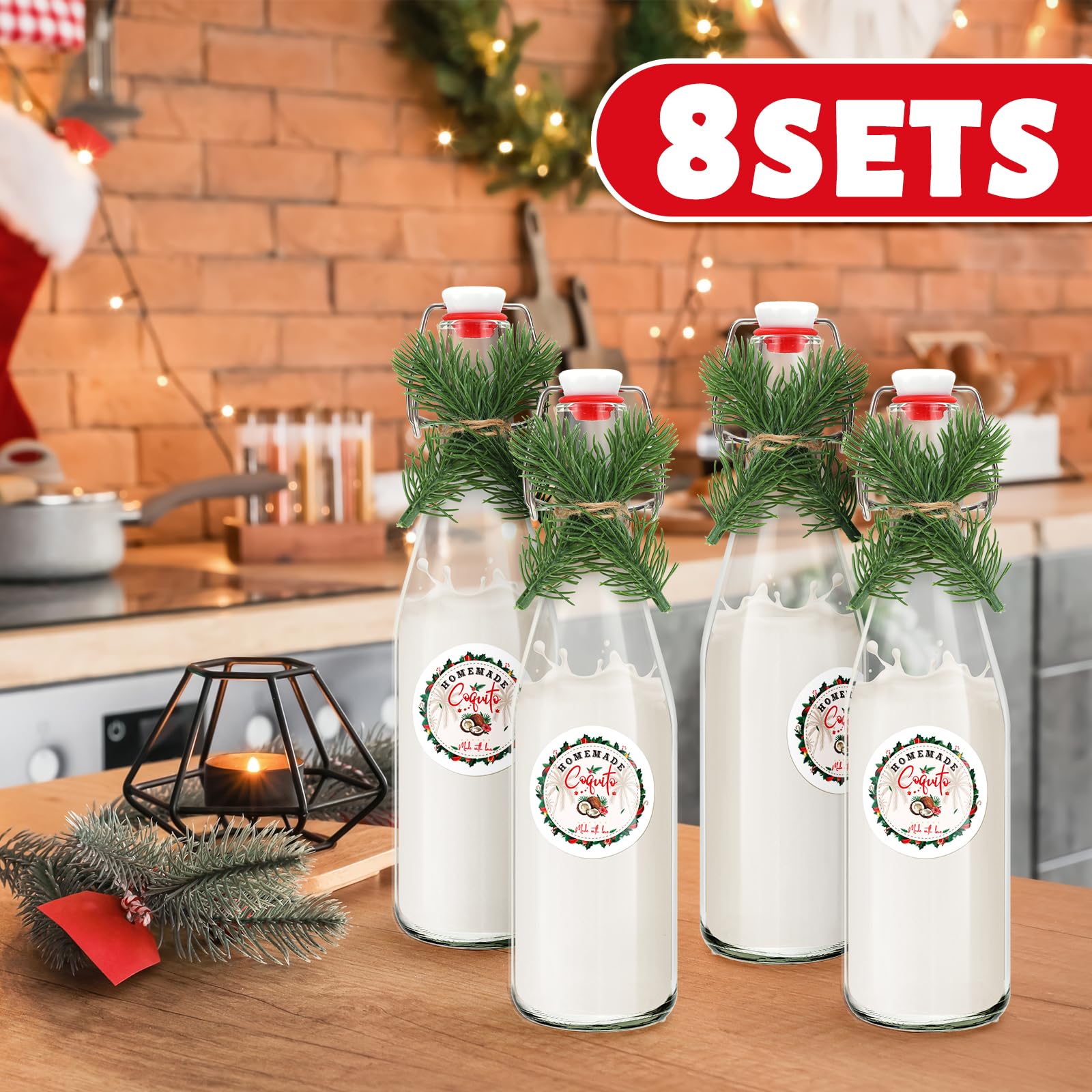 Whaline pine needles decor adds natural holiday charm to bottles and tables