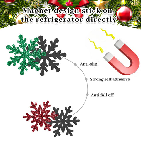Whaline snowflake magnets brighten kitchen cabinets with seasonal color