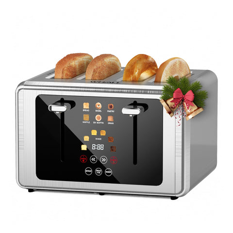 Whall titanium 4-slice toaster with a bright display and precise touchscreen controls for easy toasting.