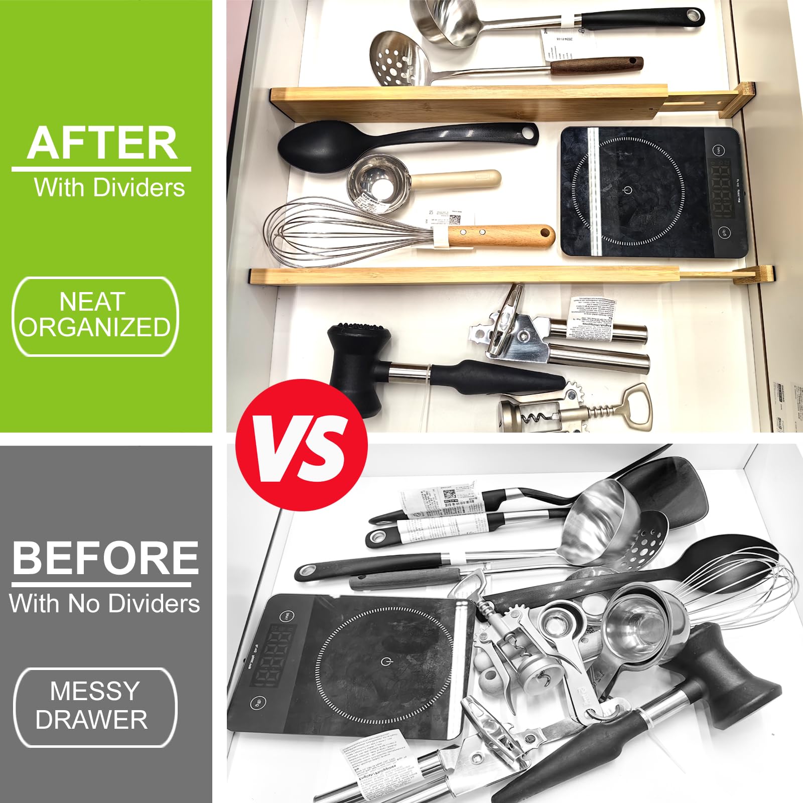 WHAMZ33 W easy-installation no-tools dividers for quick organization.