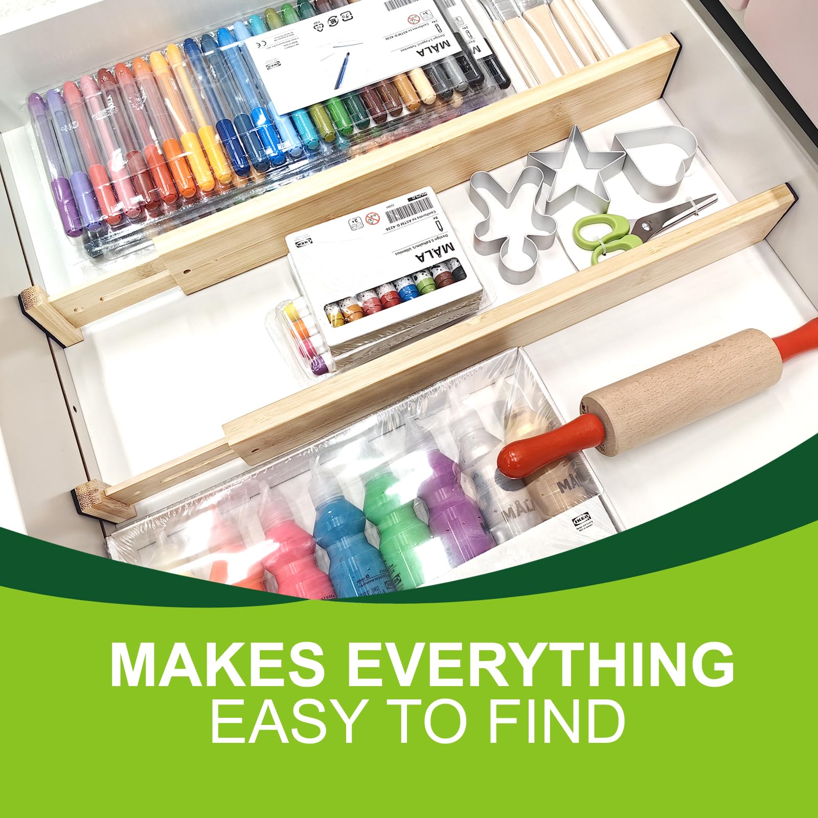 WHAMZ33 W multipurpose organizers suit kitchen, bedroom, and office drawers.