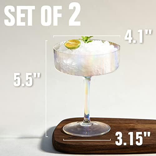 whatAmug gift-ready packaging for two iridescent coupe glasses.