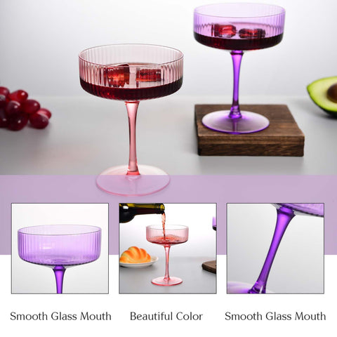 whatAmug ribbed coupe glass purple perfect for celebrations