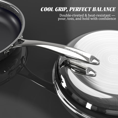 WhatsClad all-stove ready base ensures quick heat on induction and other stoves.