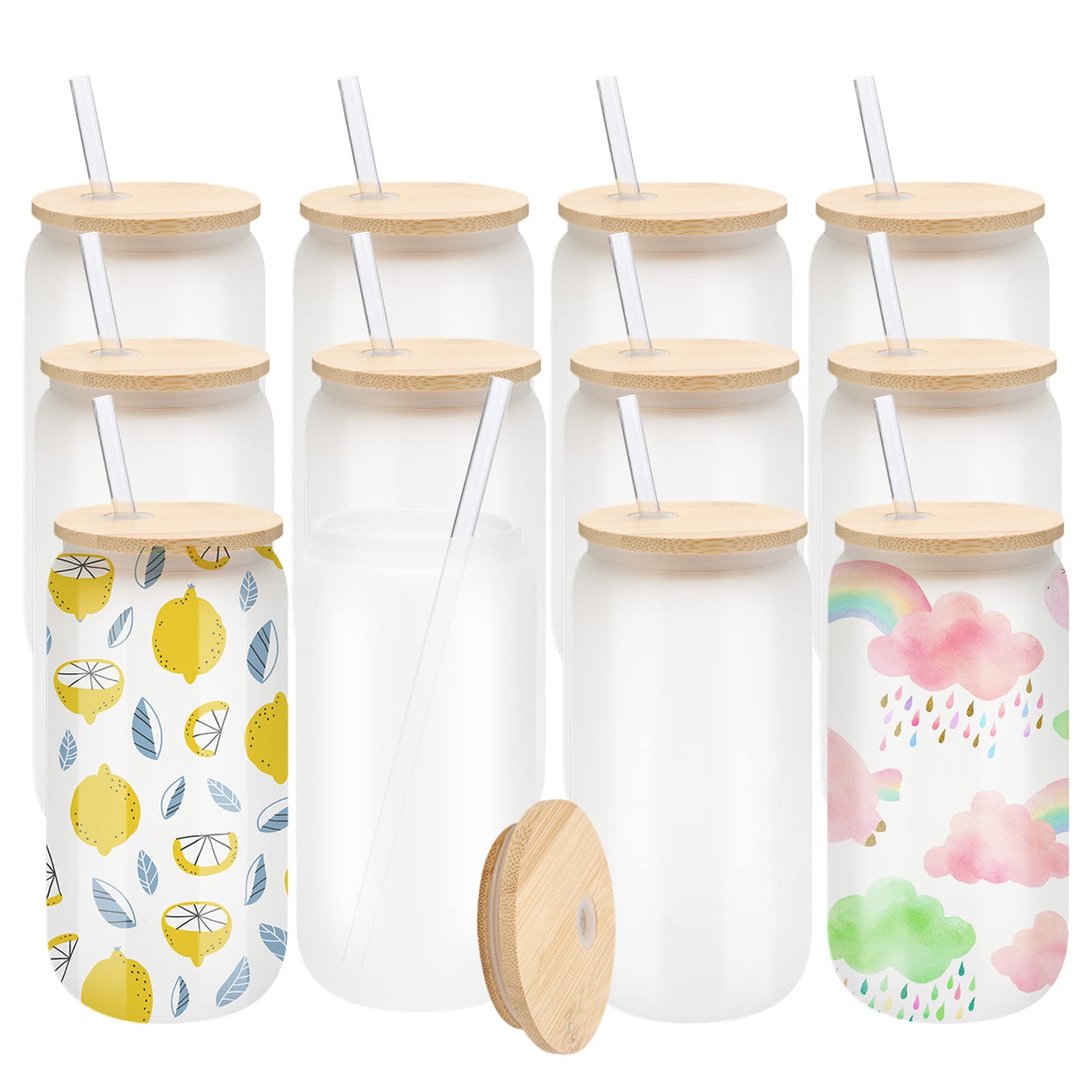 WHEATHUSK 16oz sublimation glass tumbler with frosted finish, ideal for personalized designs.