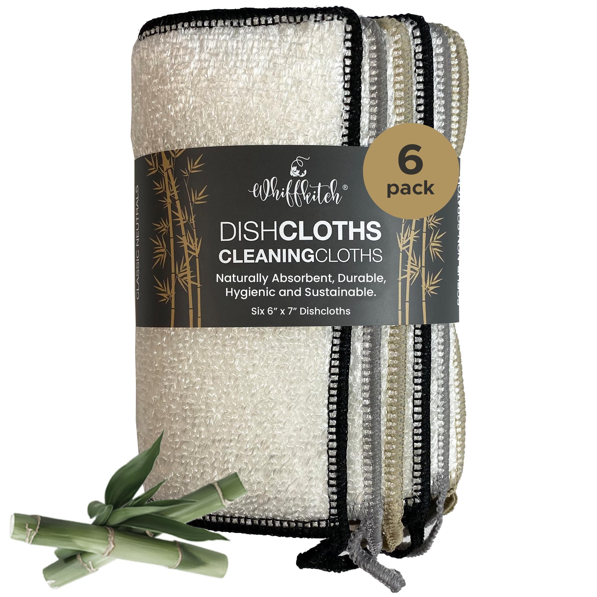 Whiffkitch dishcloths: 6x7 inch size for efficient dish cleaning and quick drying.