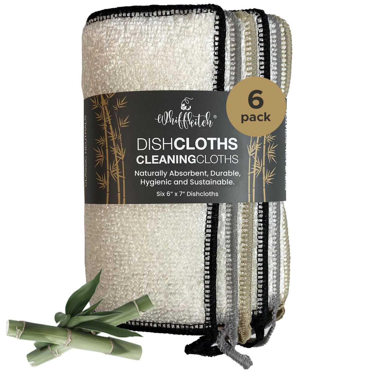Whiffkitch dishcloths: 6x7 inch size for efficient dish cleaning and quick drying.