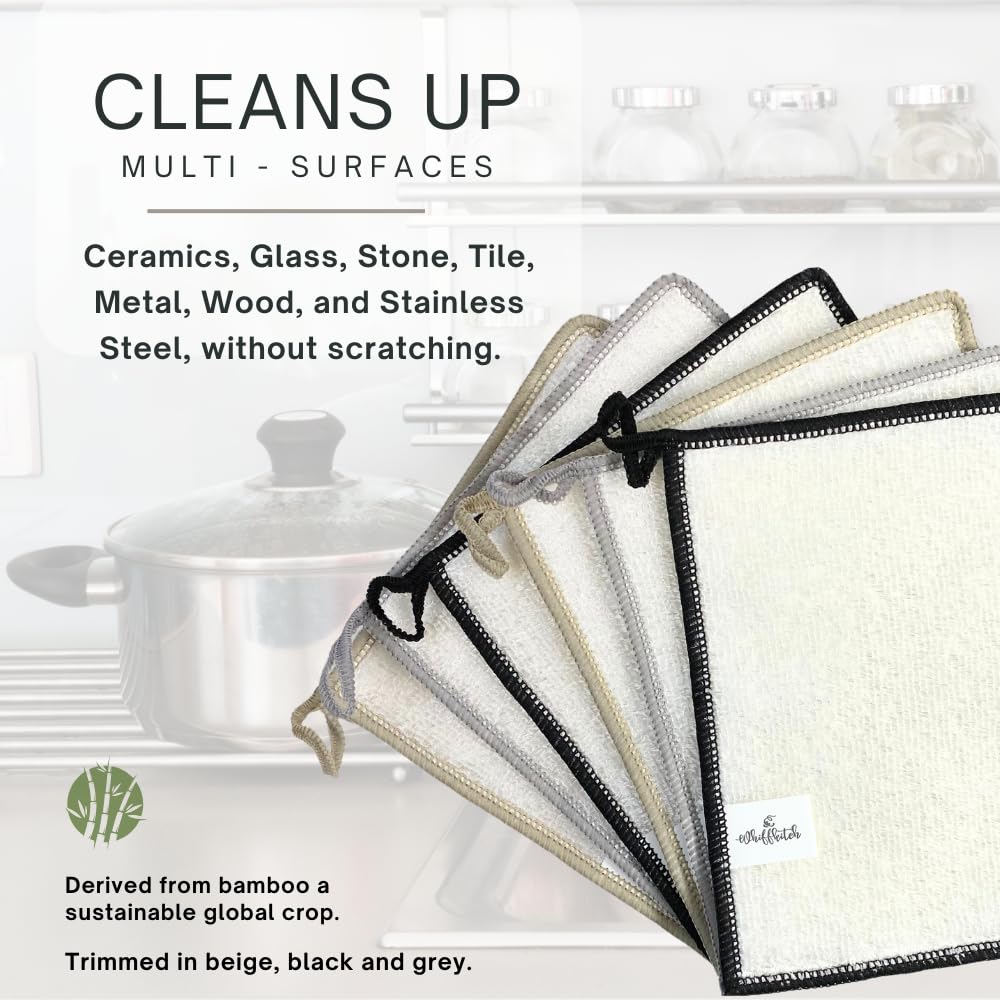 Whiffkitch dishcloths absorbent for spills and mess control on kitchen counters.
