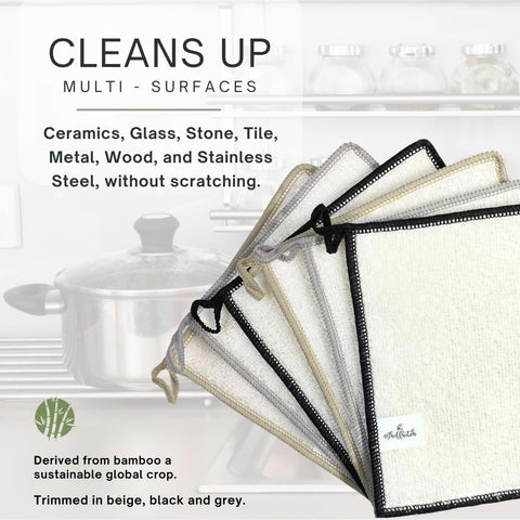 Whiffkitch dishcloths absorbent for spills and mess control on kitchen counters.