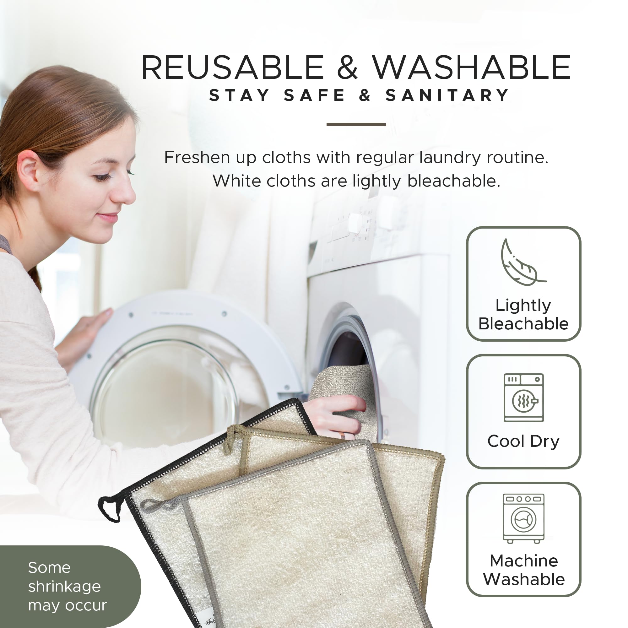Whiffkitch machine-washable dishcloths for easy care and long-lasting use.