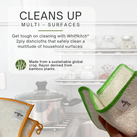 Whiffkitch scrub-nub weave protects non-stick pans during scrubbing