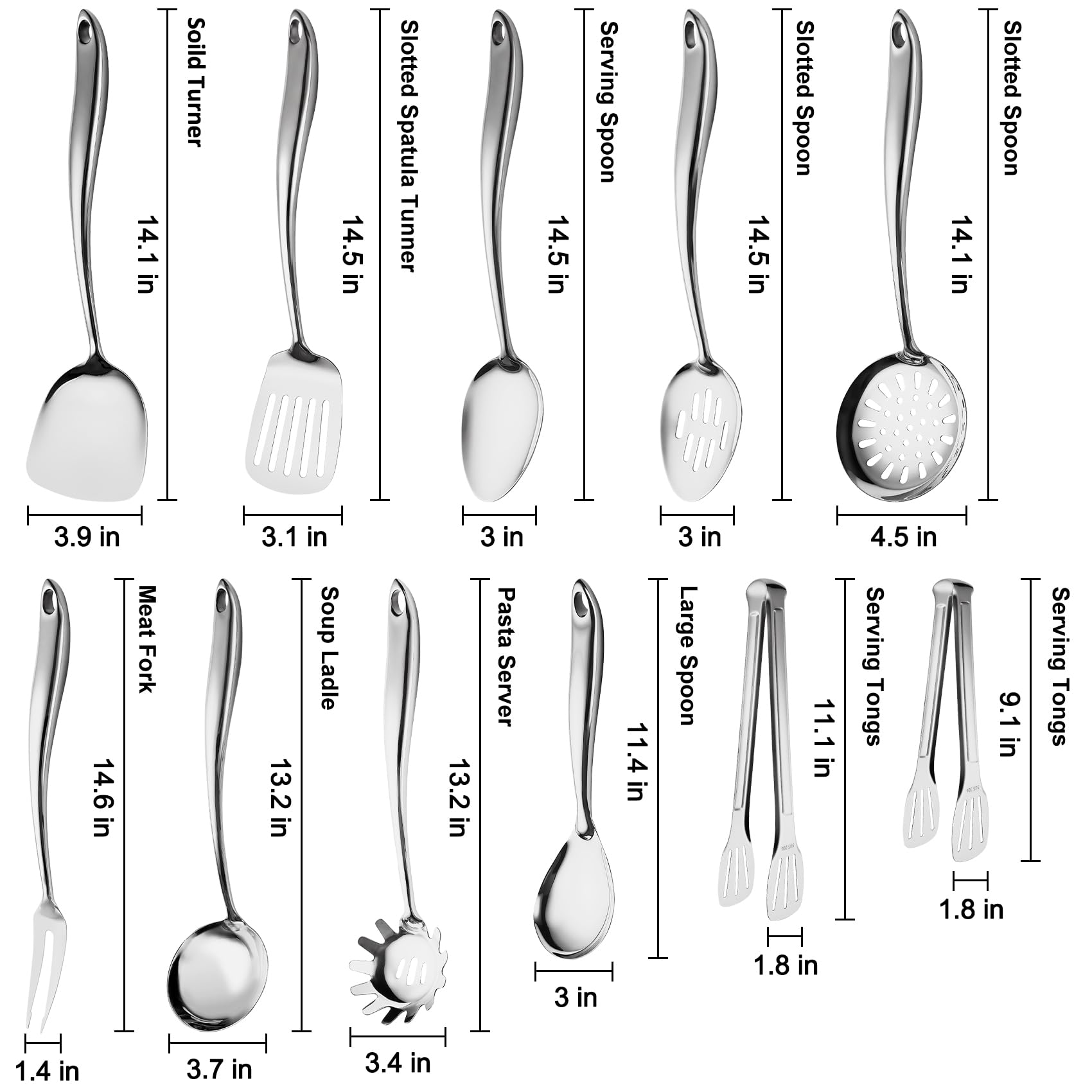 WHIFUTENS 11-piece spoon for stirring sauces with durable stainless steel.