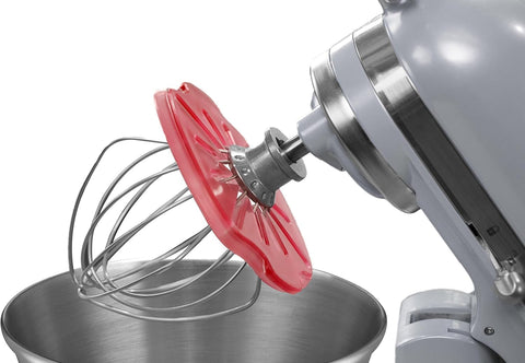 Whisk Wiper PRO on red stand mixer, quick bowl wipe for a mess-free counter