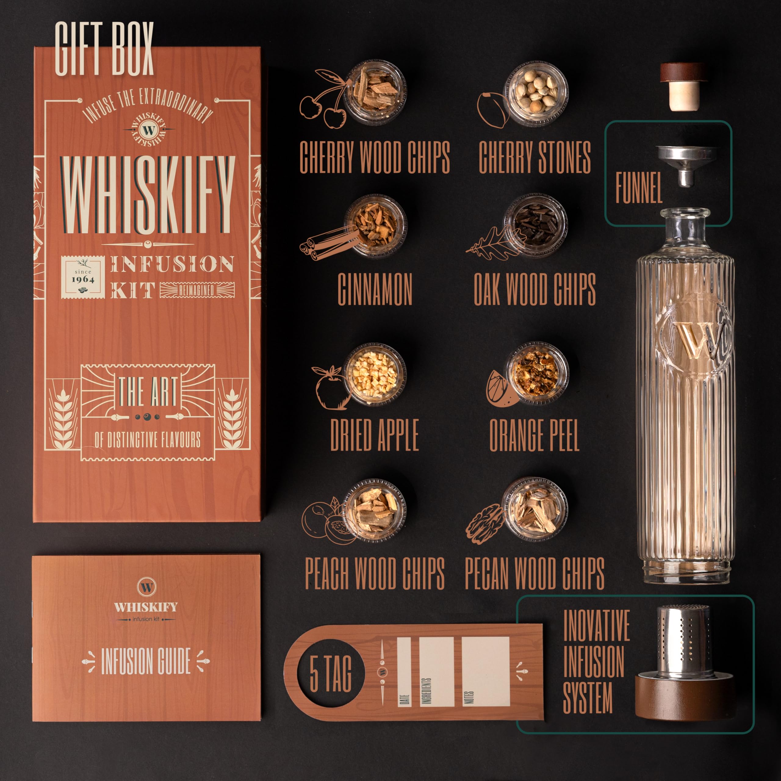 Whiskify botanicals tub showcasing natural flavors for custom infusions