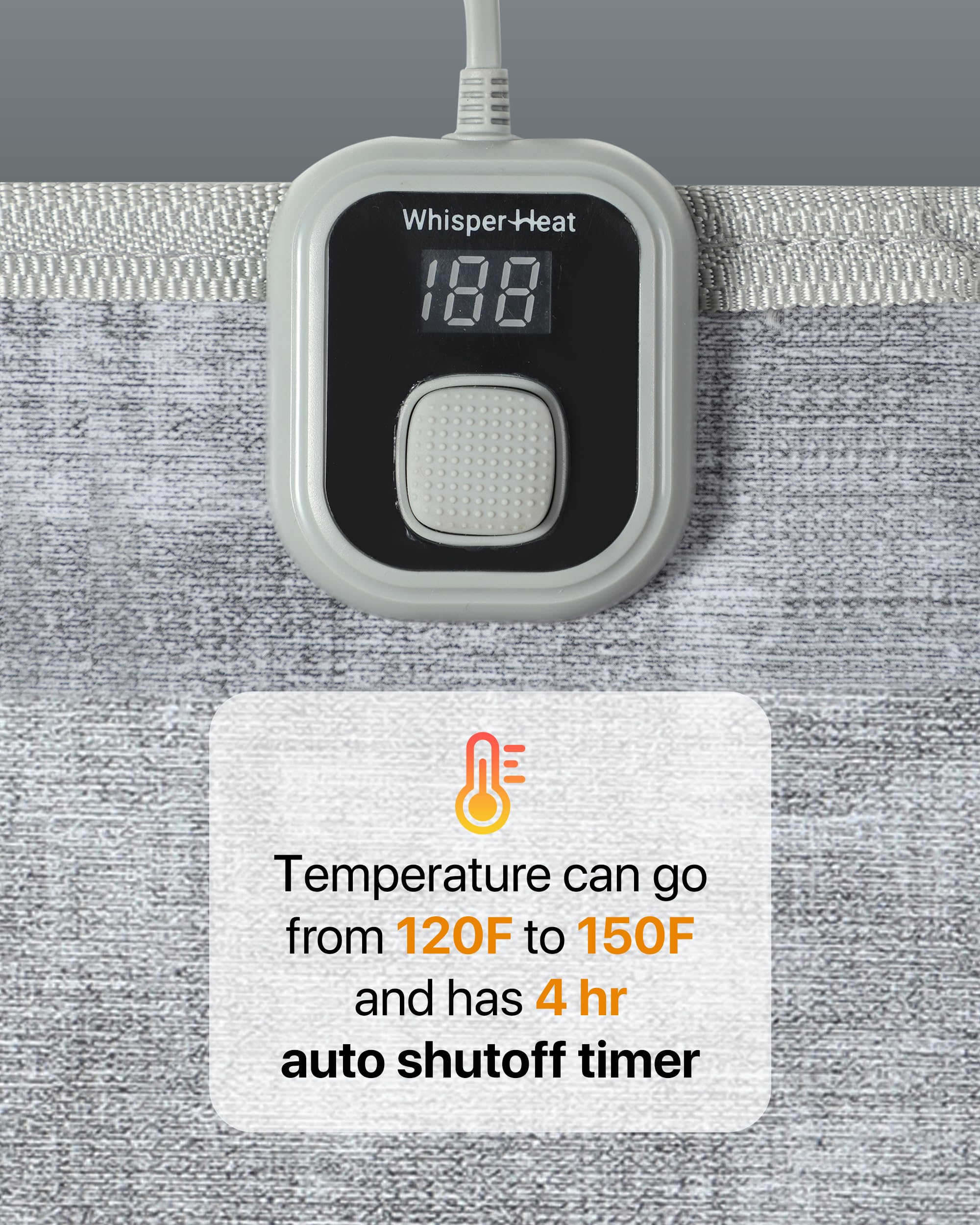 WhisperHeat mat designed for safe use on multiple floor types with anti-slip feature