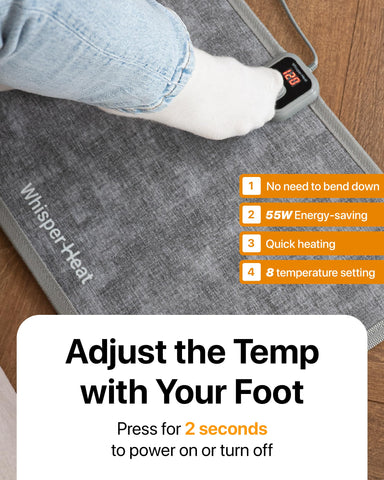 WhisperHeat under-desk setup provides energy-efficient warmth for work