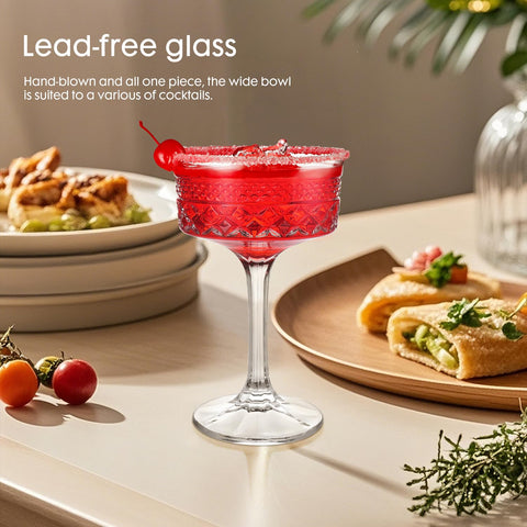 Whisquor wide-mouth martini glass highlights vibrant layers of cocktails