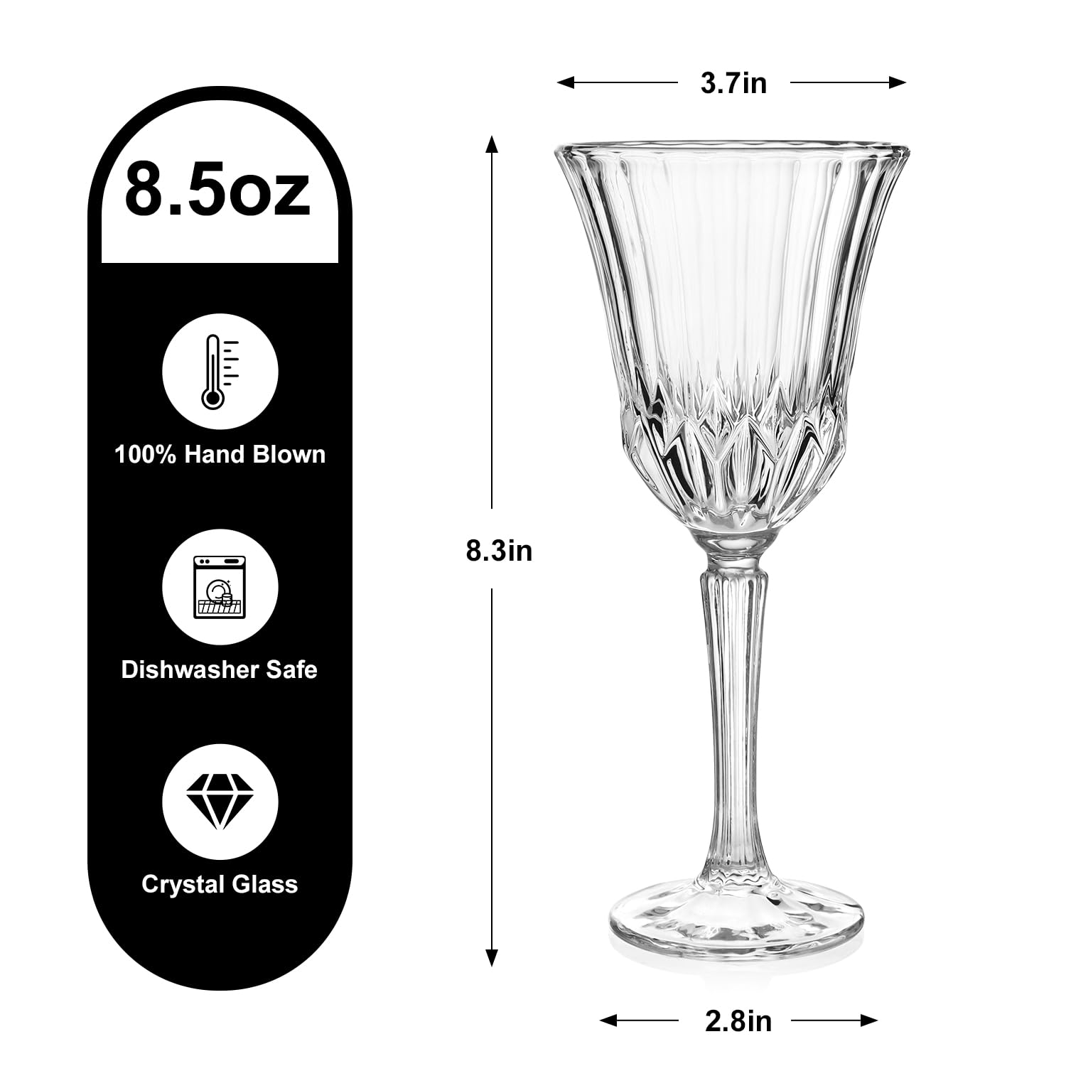 Whisquor wine glasses with elegant laser-cut rims to enhance aroma