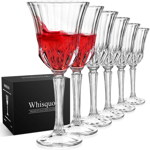Whisquor wine glasses set6 in clear crystal for everyday dining and entertaining