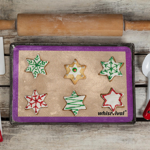 Whisrvival easy-cleanup baking mats: dishwasher safe and quick rinsing.