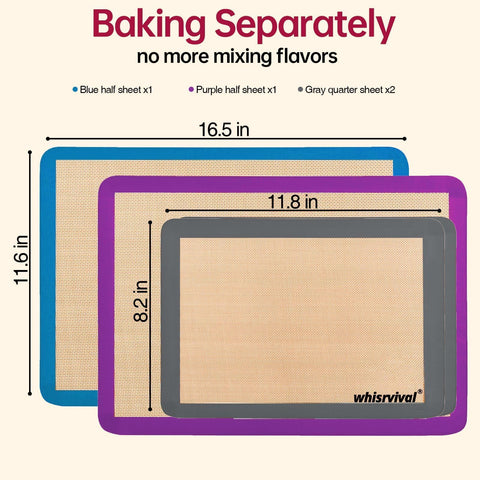 Whisrvival half-size grey baking mat helps keep flavors separate.