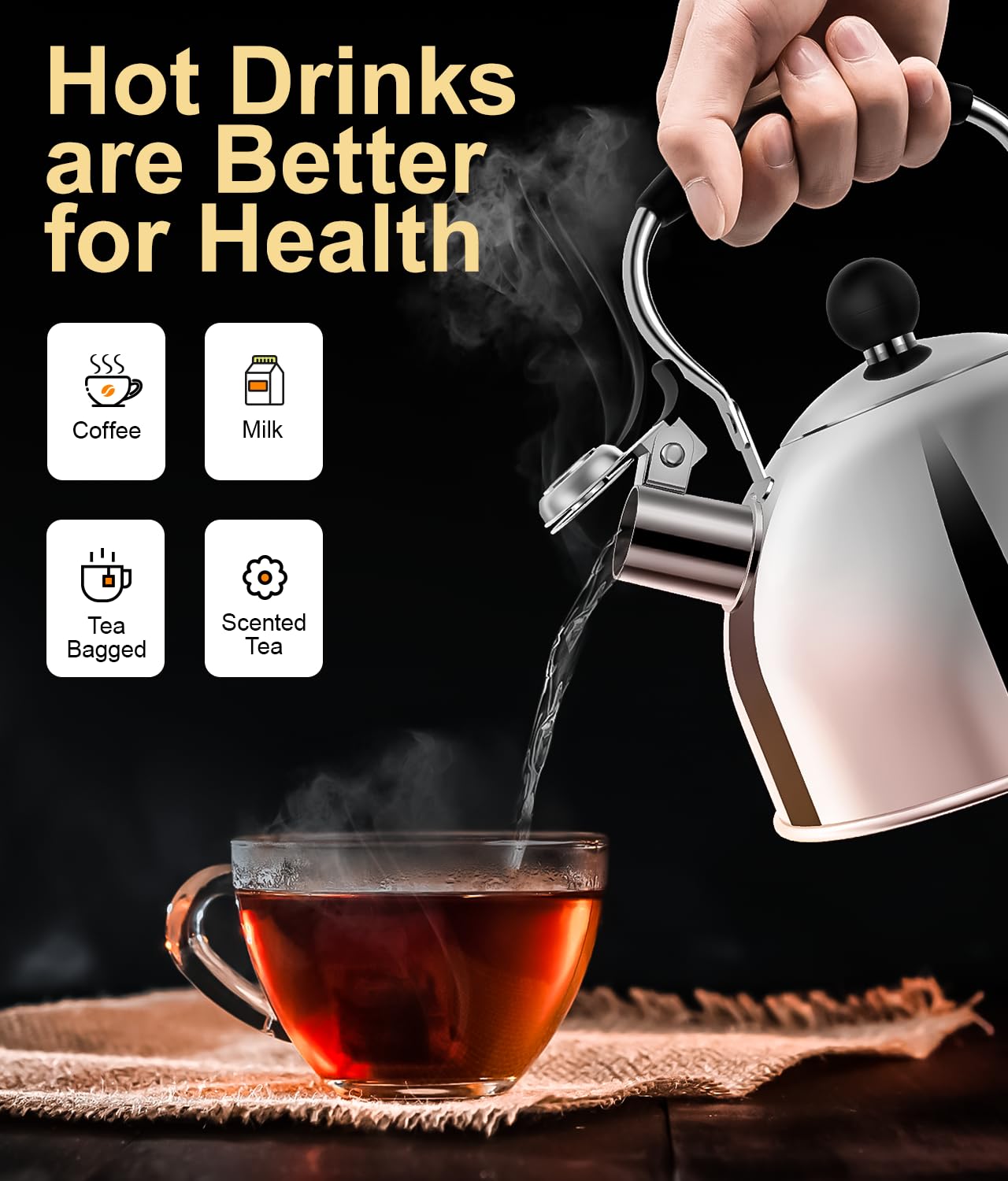 Whistling Tea Kettle pours smoothly, reducing drips and mess during busy mornings.