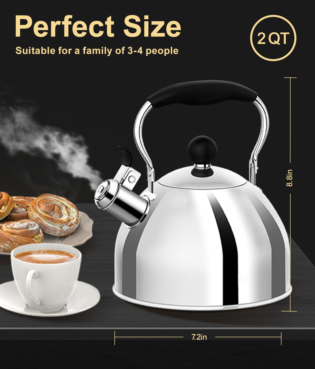 Whistling Tea Kettle gift-boxed packaging makes it a thoughtful housewarming or holiday present.
