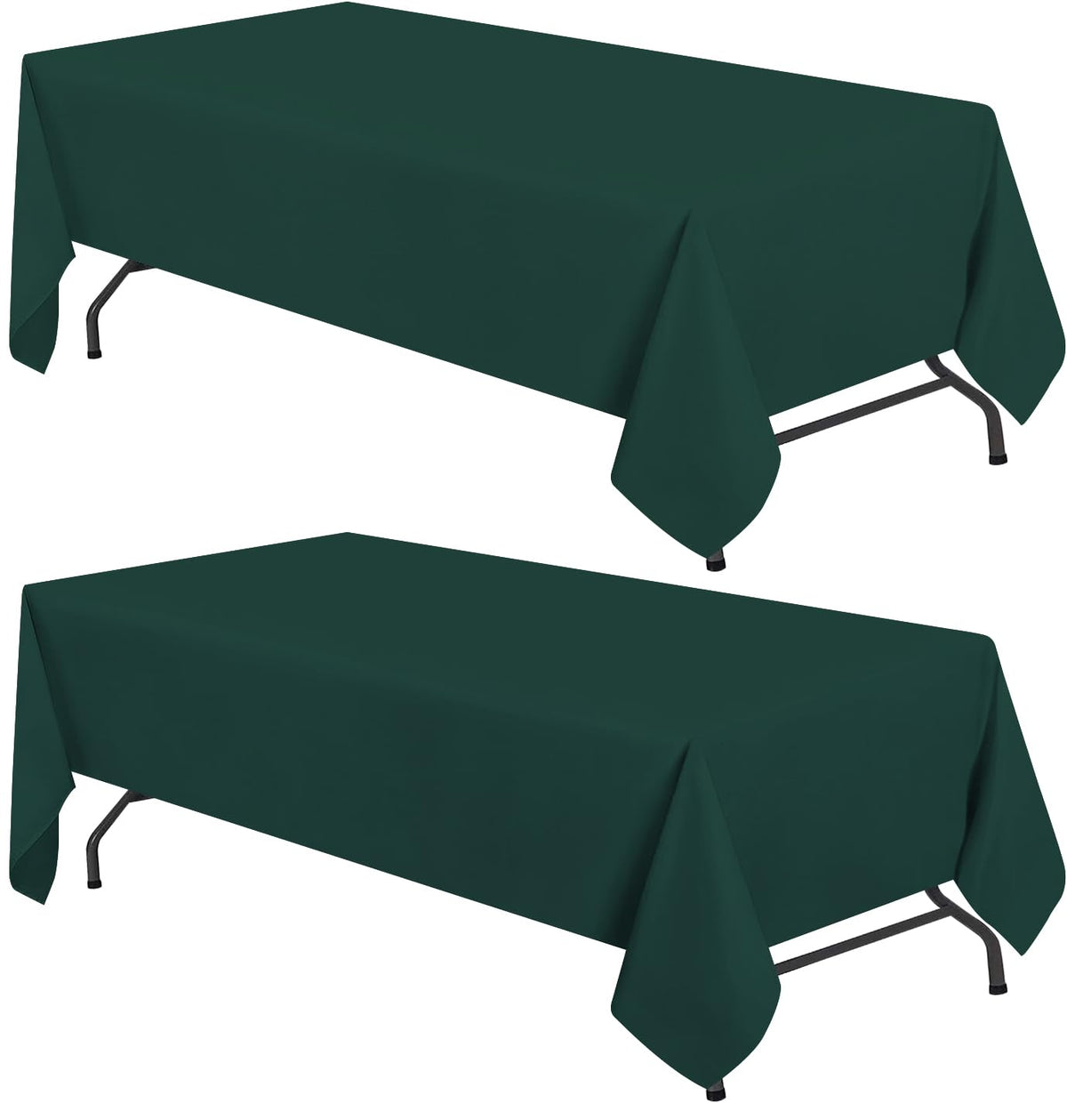 White Classic green tablecloth 60x102 inches, 2-pack, durable for events.