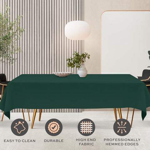 White Classic stain-resistant, wrinkle-free tablecloth for elegant dining setups and casual meals.