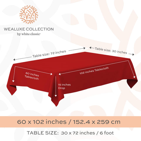 White Classic Wealuxe red tablecloth two-pack ready for events and everyday dining.