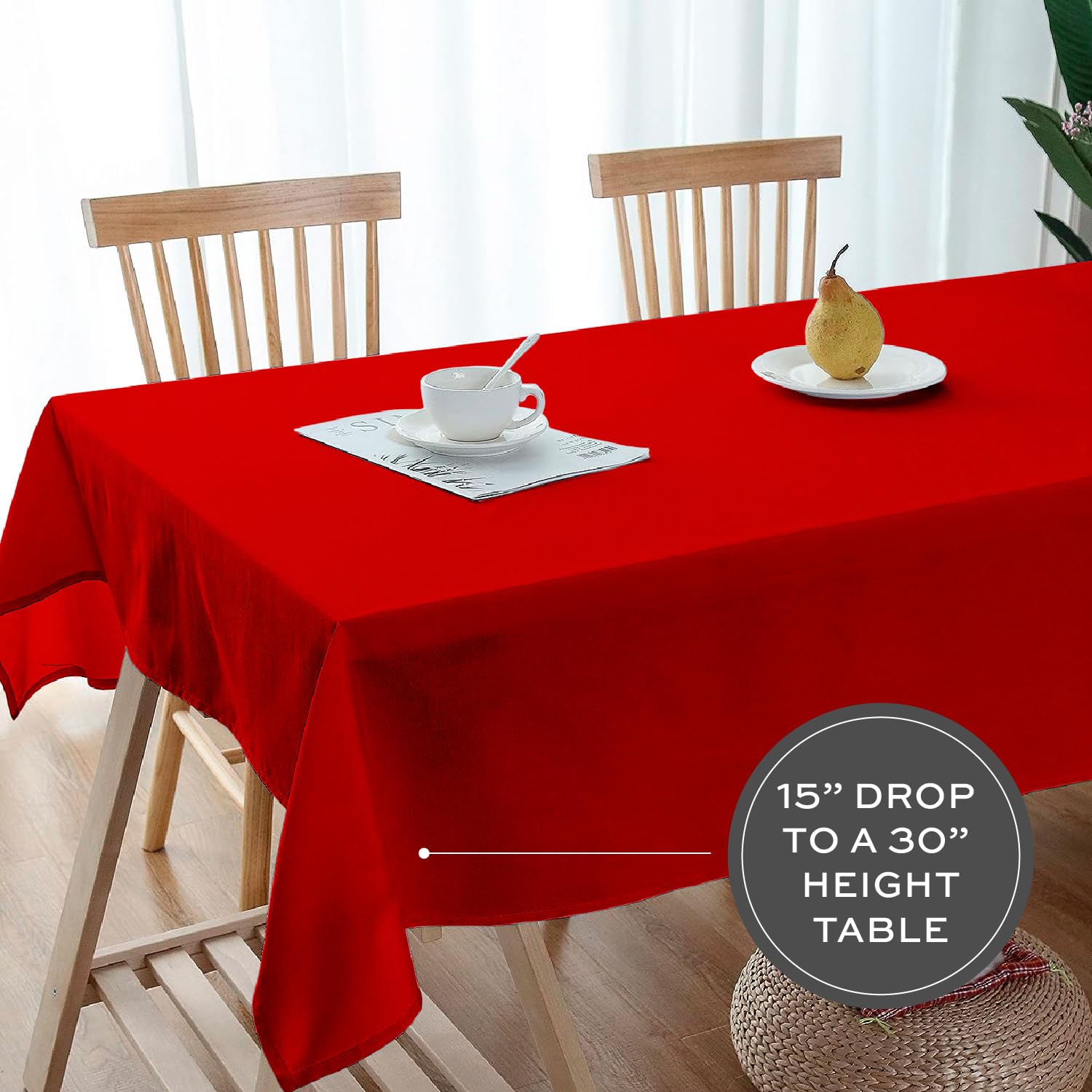 White Classic Wealuxe red tablecloth durable polyester for repeated use.