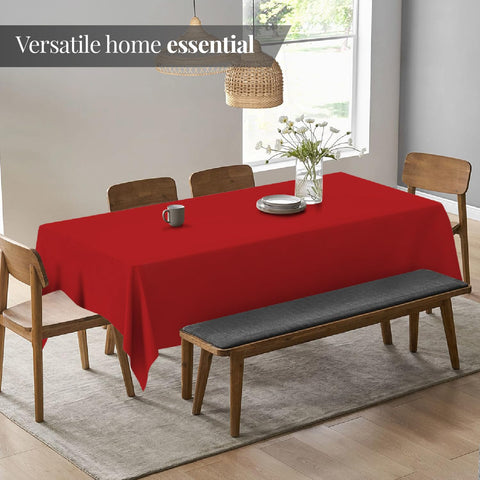 White Classic Wealuxe red tablecloth easy-clean polyester surface.