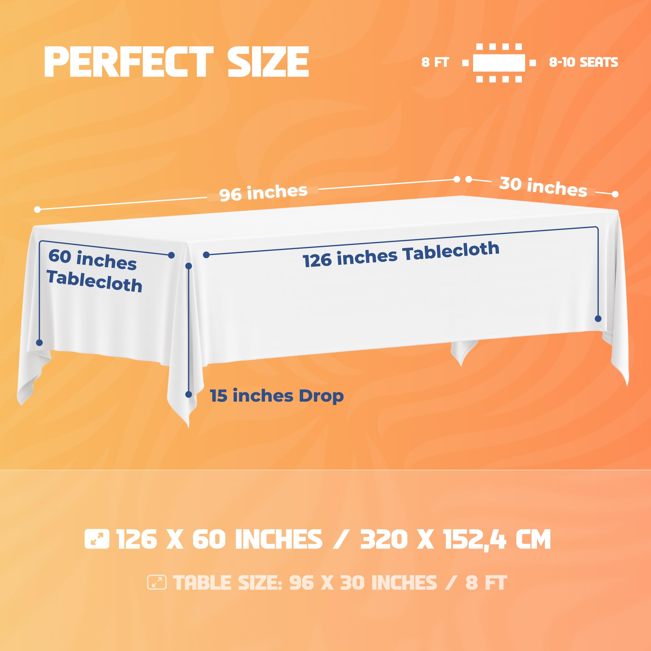 White Classic WEALUXE wrinkle-resistant fabric shown for crisp tables.